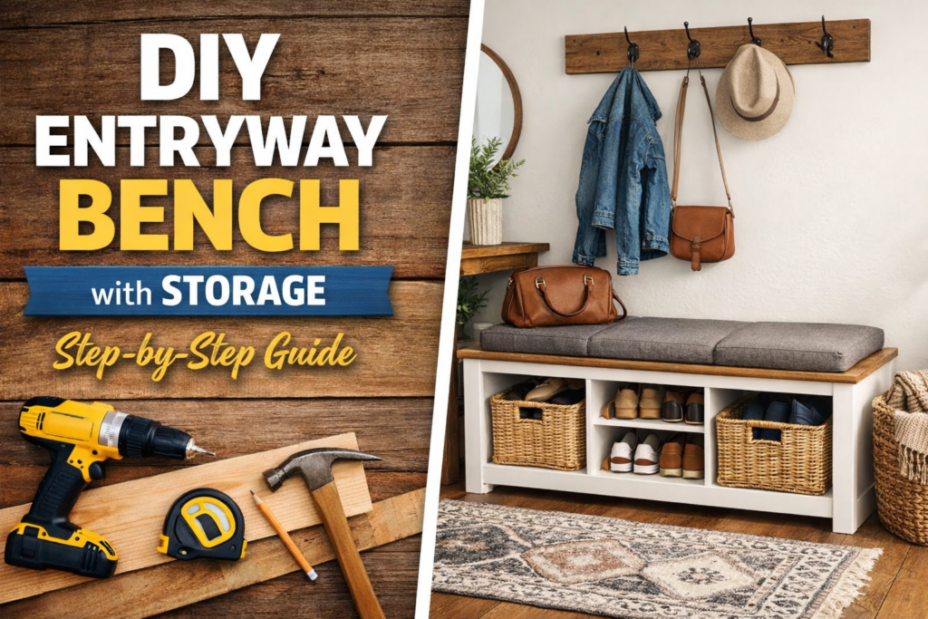 DIY entryway bench with storage